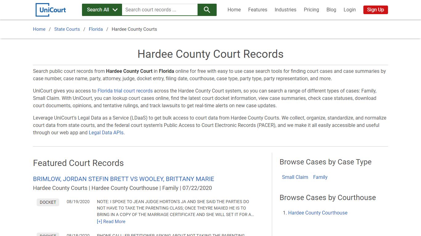 Hardee County Court Records | Florida | UniCourt